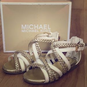 Michael Kors Demi Ayla White/Gold Sandal (US8)